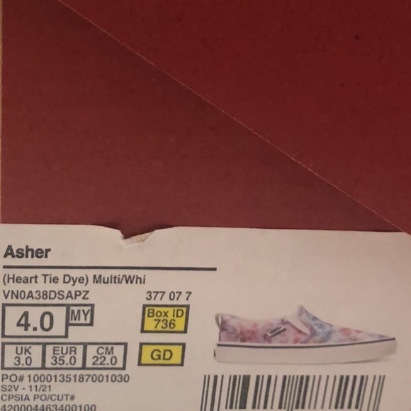 NIB Vans Asher Heart Tie Dye Slip-On Shoes (Big girls sizes) - Picture 6 of 12